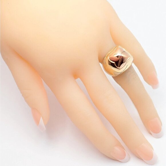 Authentic! Bvlgari Bulgari 18k Yellow White Rose Gold Tricolor Pyramid Ring sz 6 - Picture 6 of 15